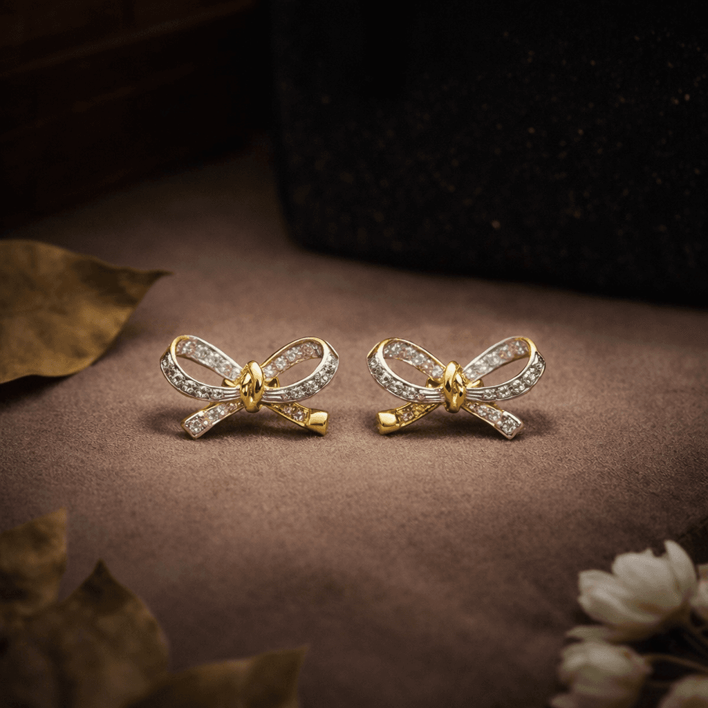 Diamond Bow Stud Earrings