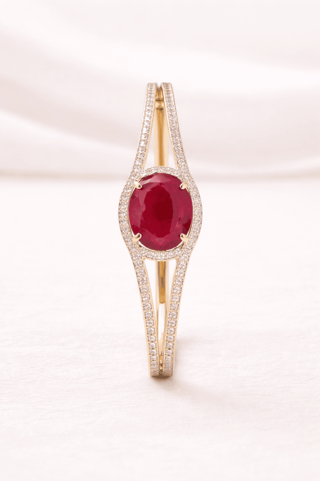 Imperial Ruby Halo Diamond Bracelet view 2