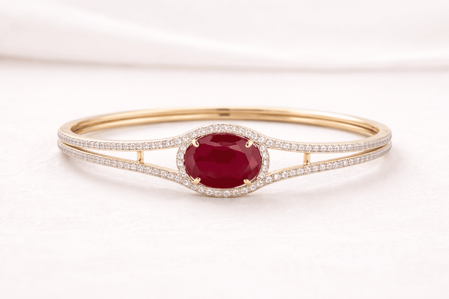 Imperial Ruby Halo Diamond Bracelet