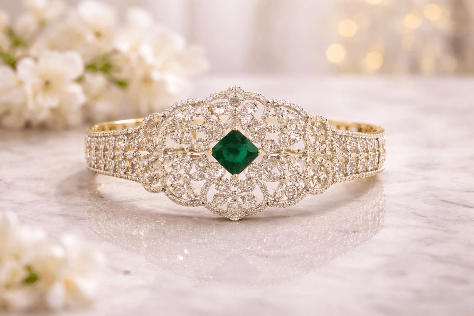Emerald Royale Floral Diamond Bracelet