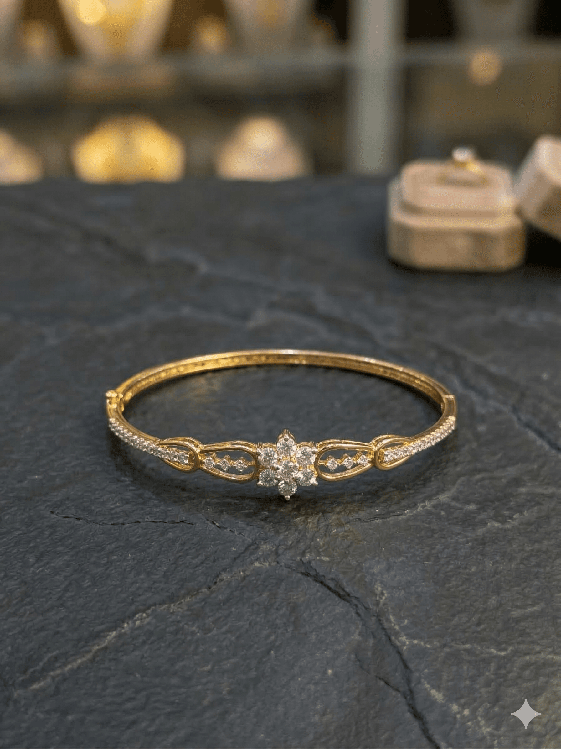 Floral Diamond Gold Bracelet