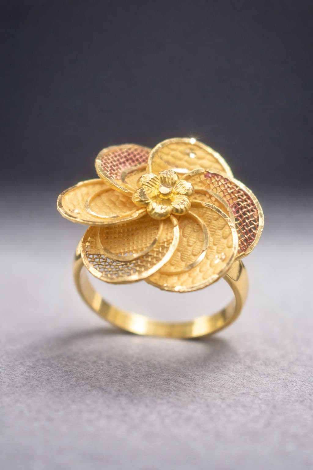 Golden Bloom Floral Ring