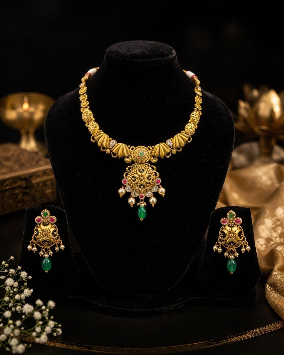 Viraasat Floral Pendant Necklace Set