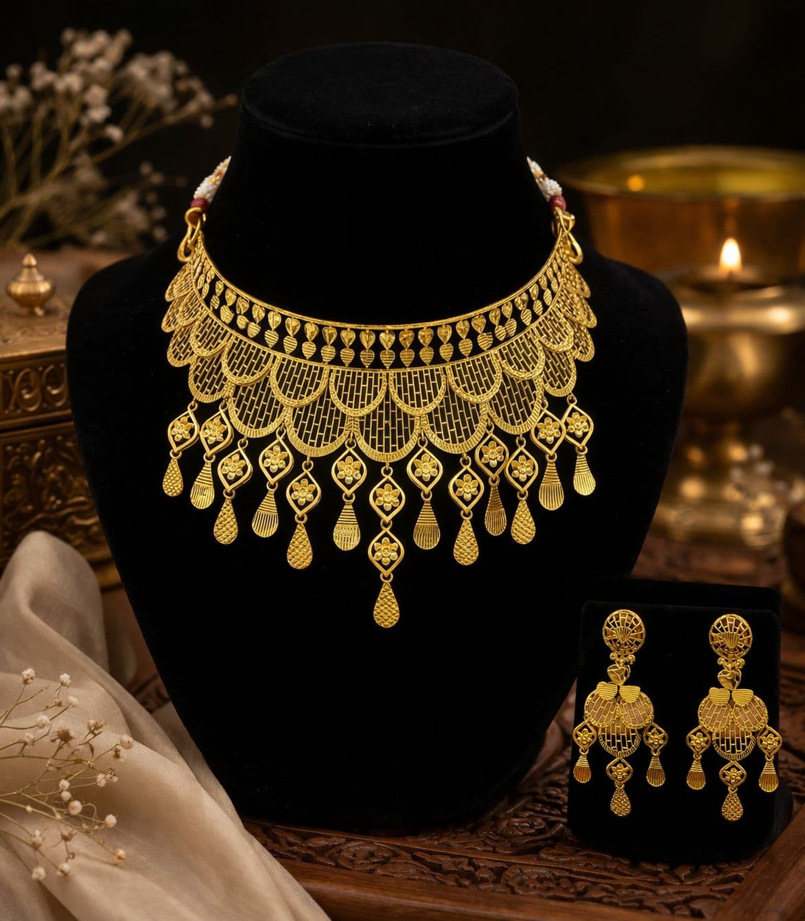 Noor Jaal Filigree Gold Choker Set