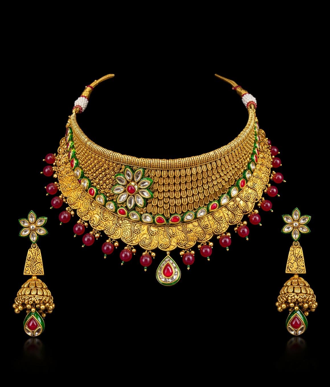 Rajwada Kundan Meenakari Bridal Choker Set