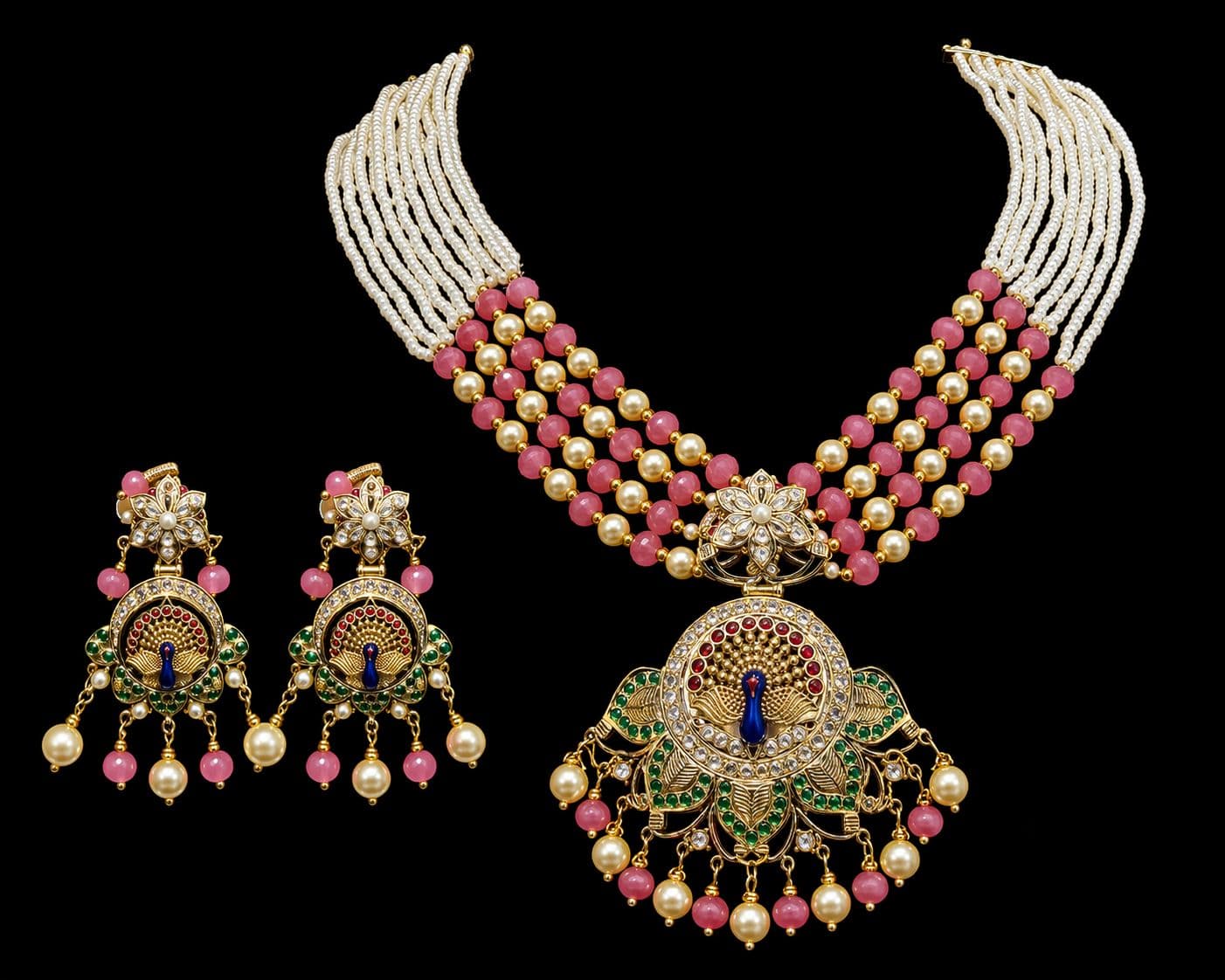 Morika Pearl Peacock Pendant Set