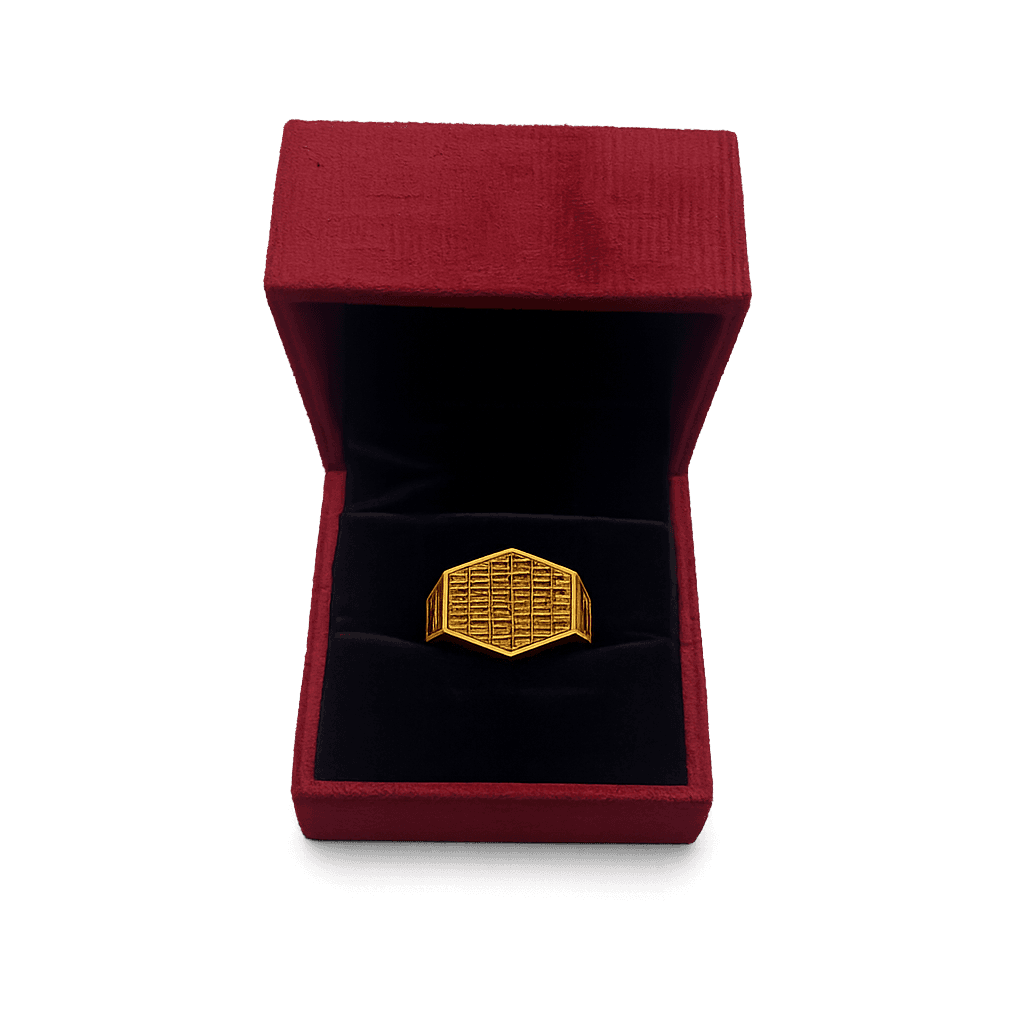 Engraved gold ring view 2