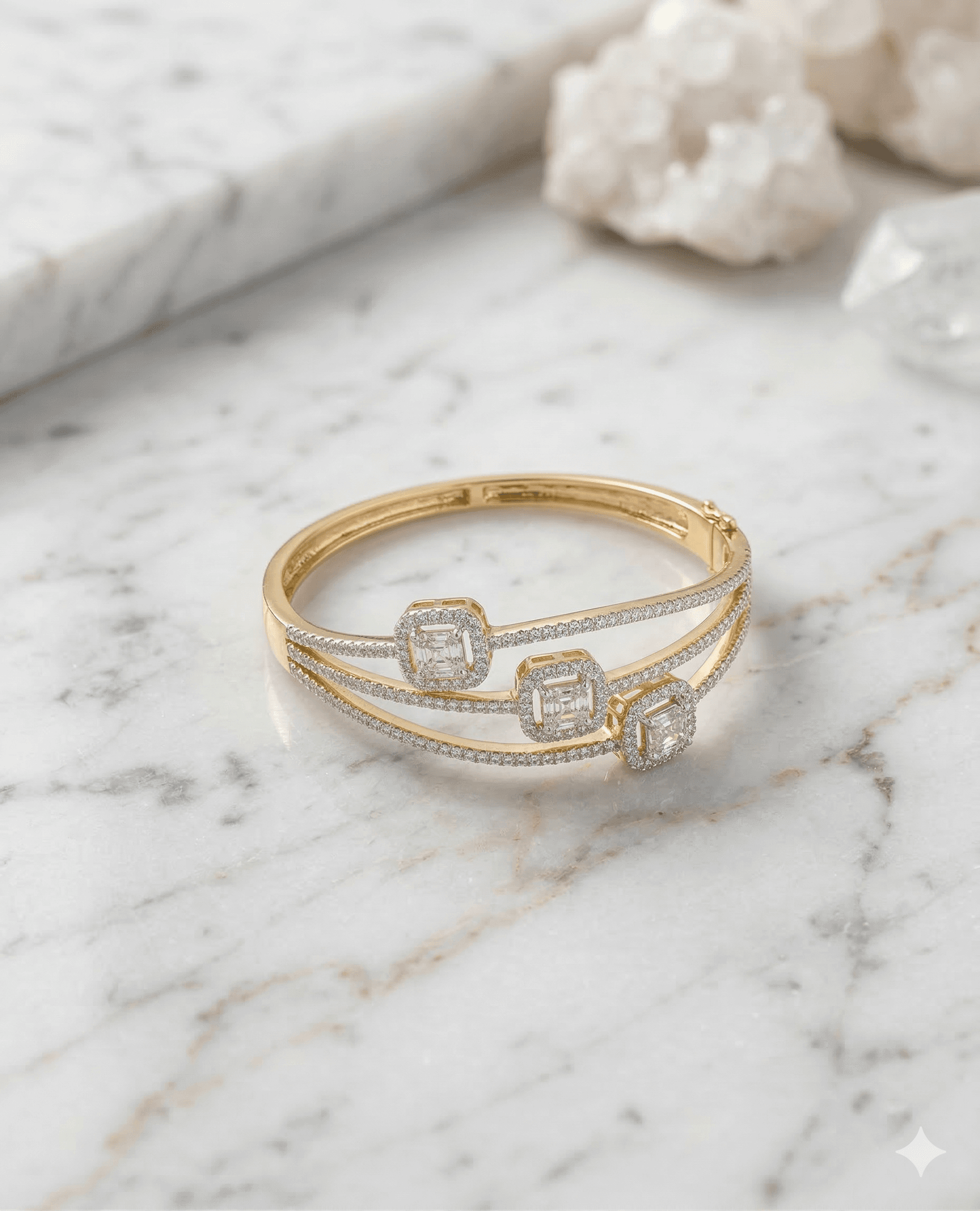 The Emerald Radiance Diamond Bracelet is a refined expression of elegance and modern luxury. Crafted in 14KT yellow gold, this sophisticated bracelet features a captivating oval-cut emerald at its center, symbolizing prosperity, balance, and timeless beauty. The rich green gemstone is gracefully sec