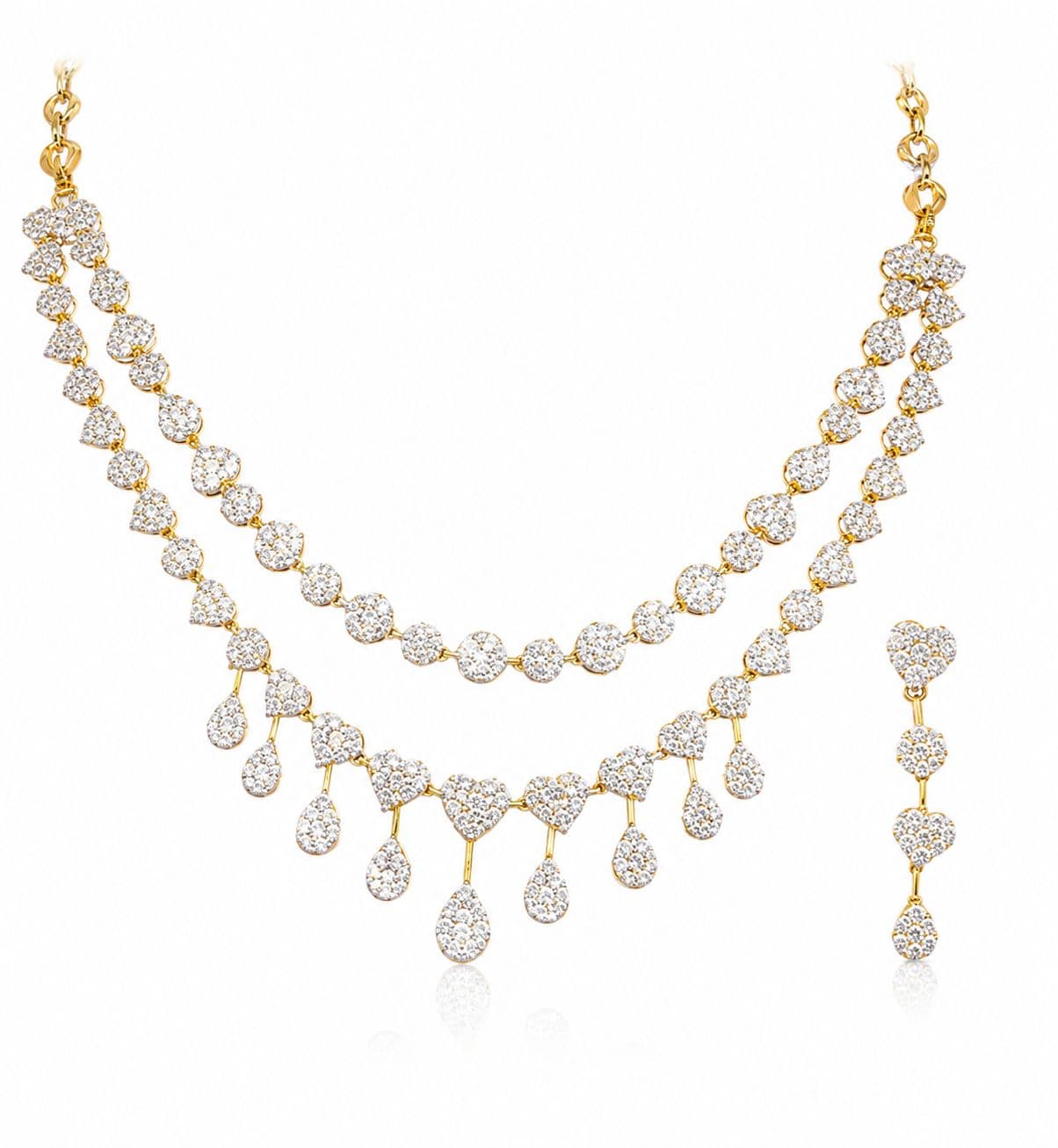 Royal Heart Drop Diamond Necklace Set
